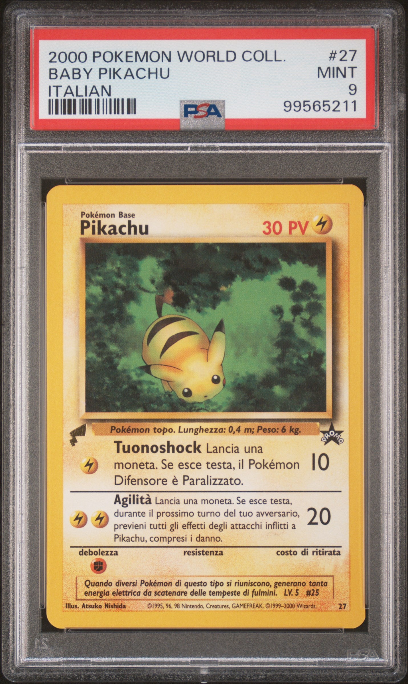 BABY PIKACHU 27 PSA 9 ITALIAN PIKACHU WORLD COLLECTION POKEMON