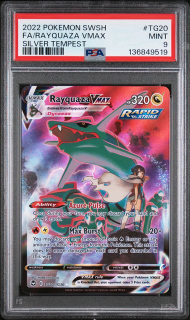 POKEMON TCG - RAYQUAZA VMAX TG20/TG30 PSA 9 SILVER TEMPEST FULL ART