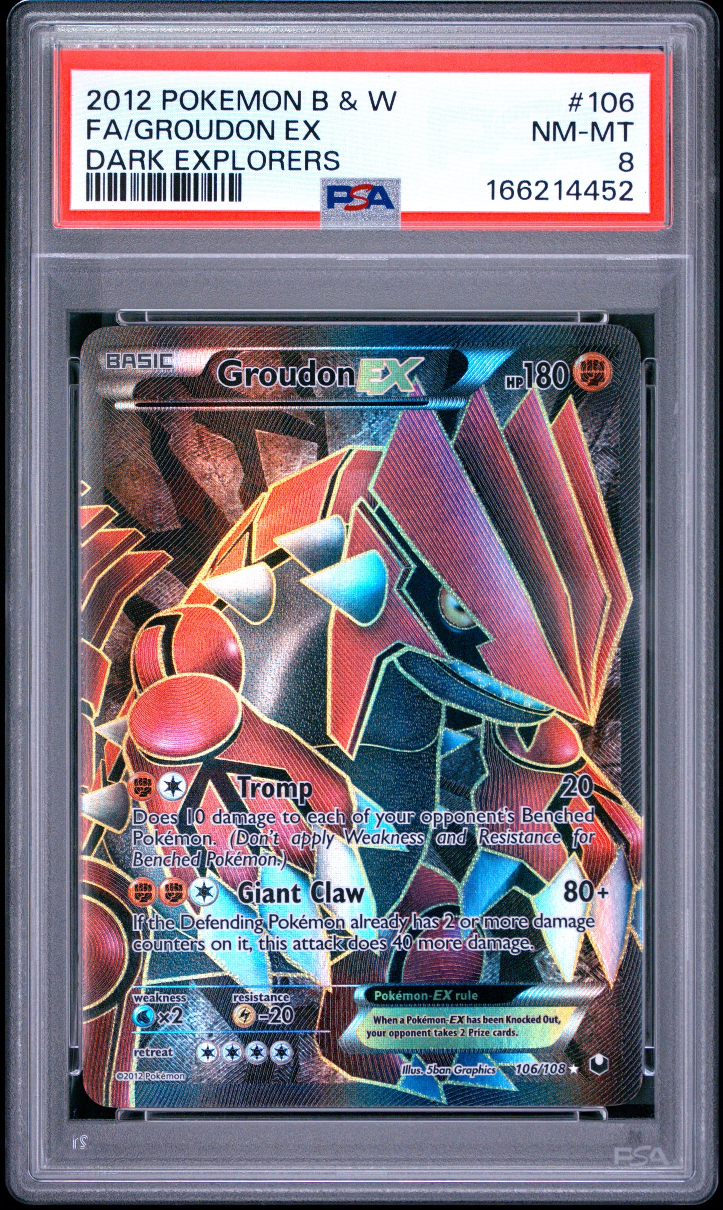 GROUDON EX 106/108 PSA 8 DARK EXPLORERS POKEMON