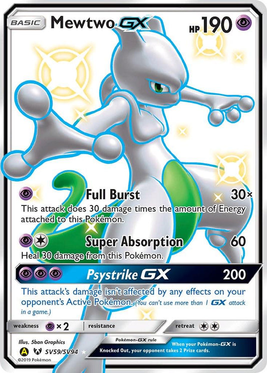 POKEMON TCG - MEWTWO GX SV59/SV94 HIDDEN FATES SHINY VAULT