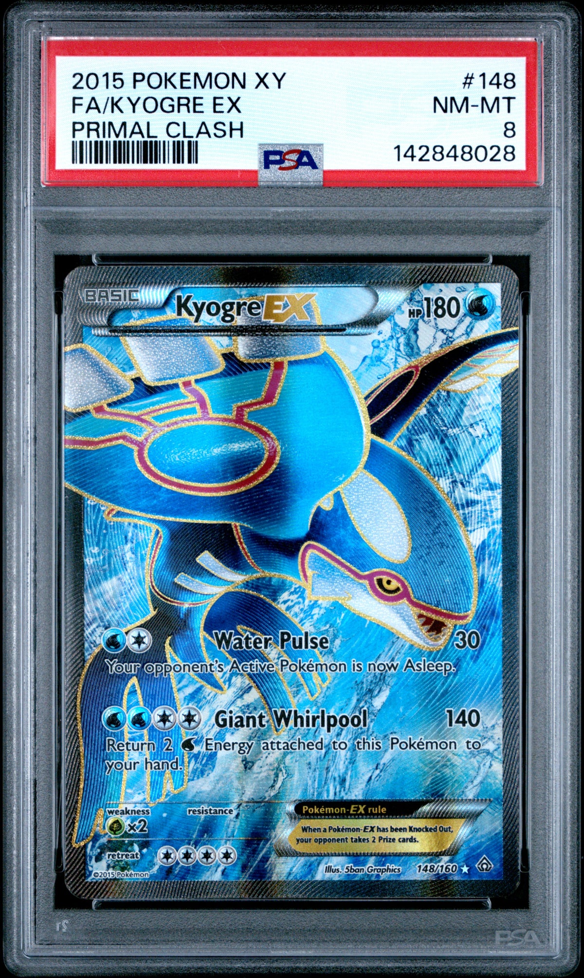 KYOGRE EX 148/160 PSA 8 PRIMAL CLASH POKEMON