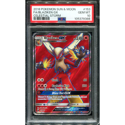 POKEMON TCG - BLAZIKEN GX 153/168 PSA 10 CELESTIAL STORM FULL ART