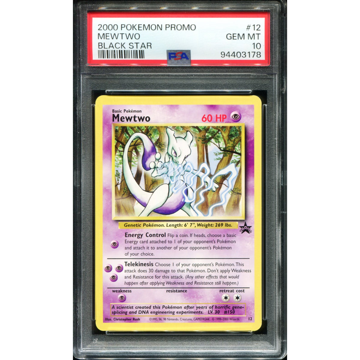 POKEMON TCG - MEWTWO #12 PSA 10 STAMP RALLY BLACK STAR PROMO