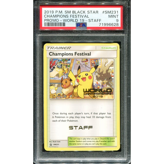 POKEMON TCG - CHAMPIONS FESTIVAL SM231 POKEMON PSA 9 WORLD CHAMPIONSHIPS STAFF PROMO