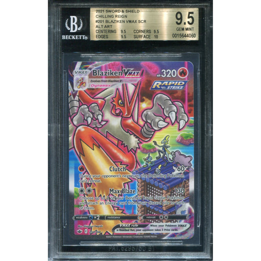 POKEMON TCG - BLAZIKEN VMAX 201/198 POKEMON BGS 9.5 CHILLING REIGN ALTERNATE ART
