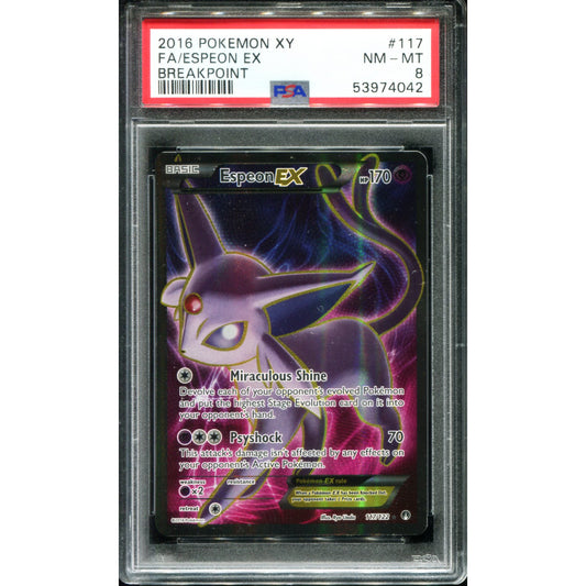 POKEMON TCG - ESPEON EX 117/122 POKEMON PSA 8 BREAKPOINT FULL ART
