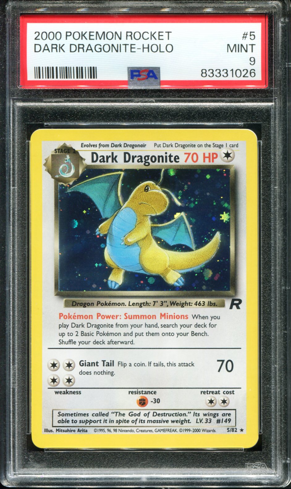 POKEMON TCG - DARK DRAGONITE 5/82 POKEMON PSA 9 ROCKET HOLO RARE