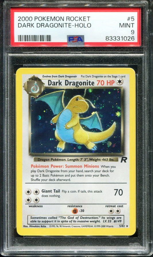 POKEMON TCG - DARK DRAGONITE 5/82 POKEMON PSA 9 ROCKET HOLO RARE