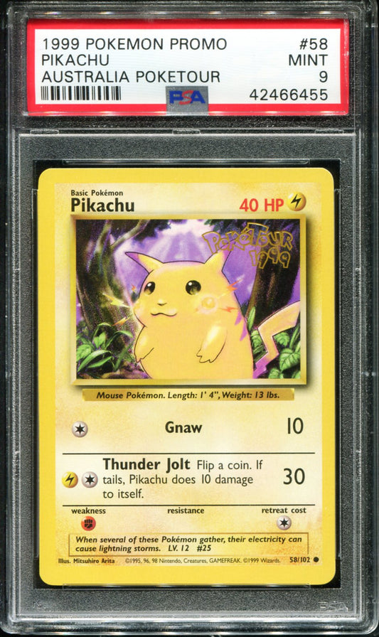 POKEMON TCG - PIKACHU 58/102 POKEMON PSA 9 POKETOUR AUSTRALIA PROMO