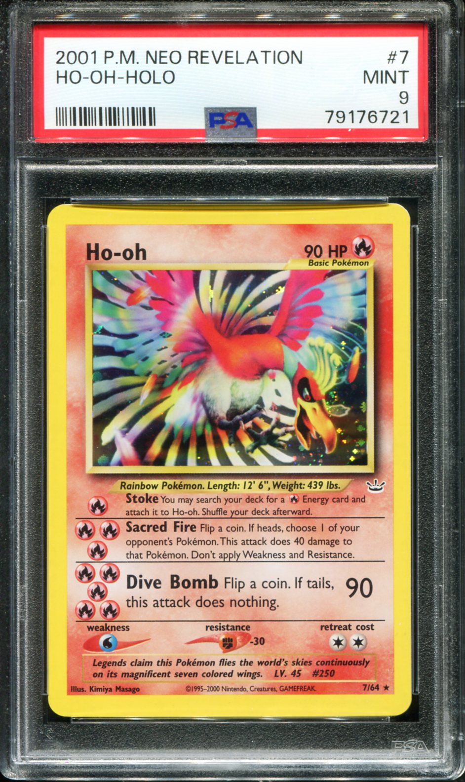 POKEMON TCG - HO-OH 7/64 POKEMON PSA 9 NEO REVELATION HOLO RARE