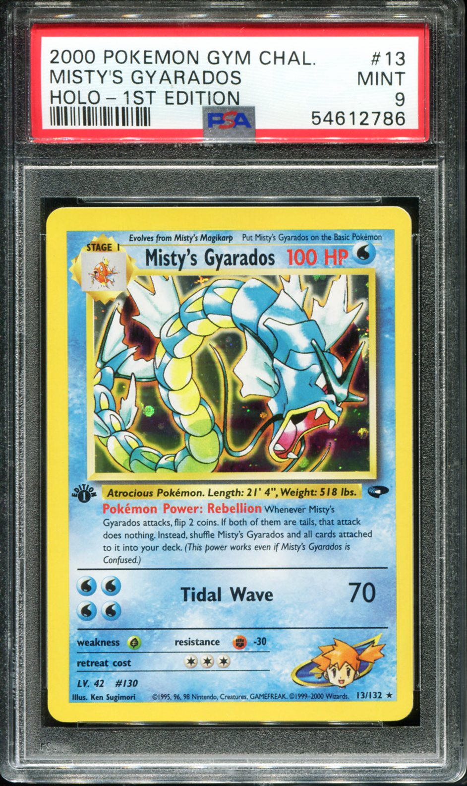 POKEMON TCG - MISTY'S GYARADOS 13/132 POKEMON PSA 9 FIRST EDITION GYM CHALLENGE HOLO RARE