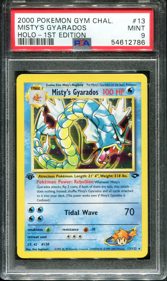 POKEMON TCG - MISTY'S GYARADOS 13/132 POKEMON PSA 9 FIRST EDITION GYM CHALLENGE HOLO RARE
