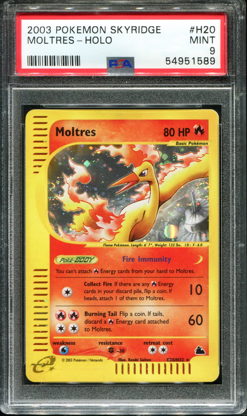 POKEMON TCG - MOLTRES H20/H32 POKEMON PSA 9 SKYRIDGE HOLO RARE