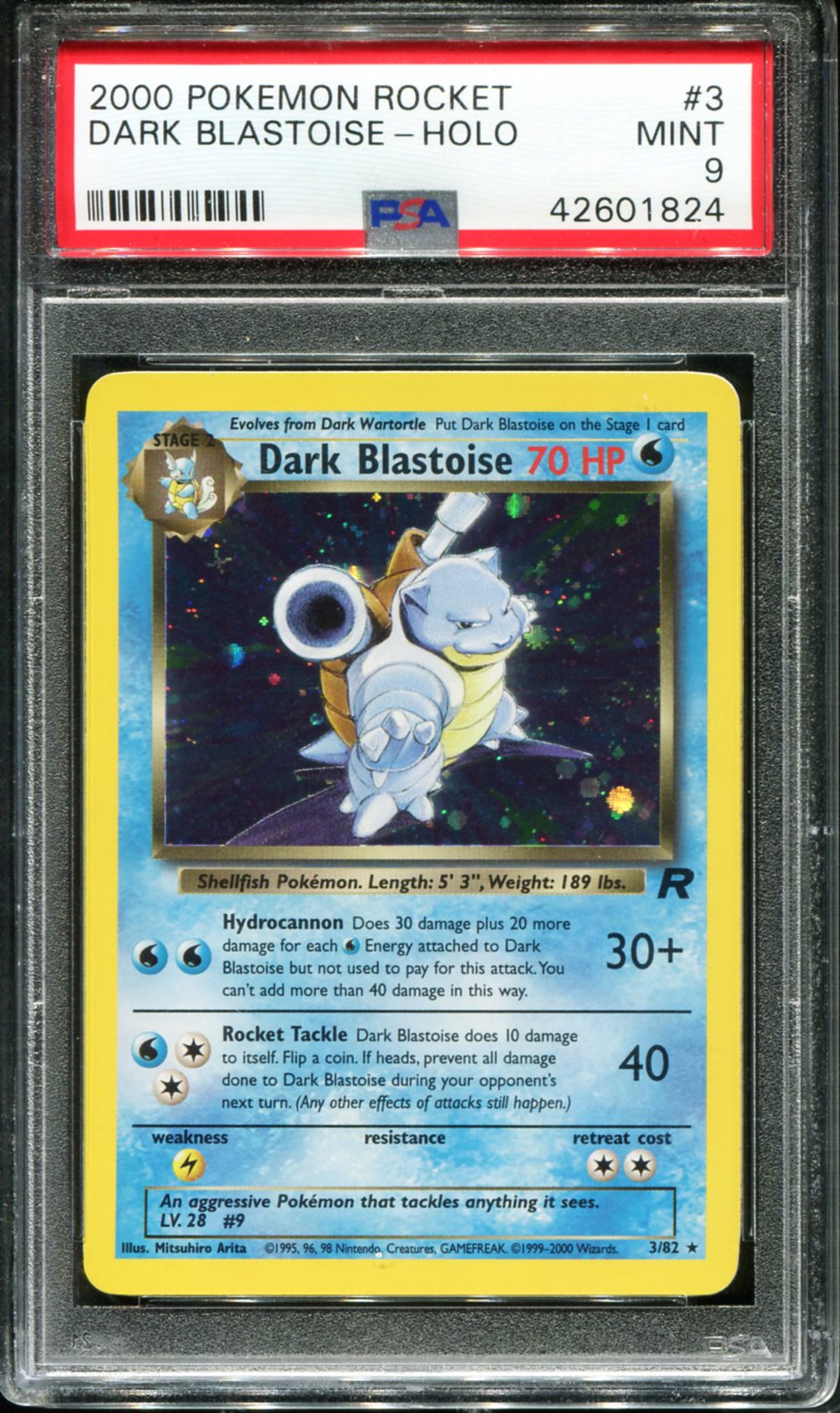 POKEMON TCG - DARK BLASTOISE 3/82 POKEMON PSA 9 ROCKET HOLO RARE
