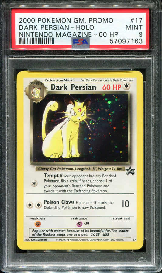 POKEMON TCG - DARK PERSIAN 17 POKEMON PSA 9 NINTENDO MAGAZINE PROMO HOLO