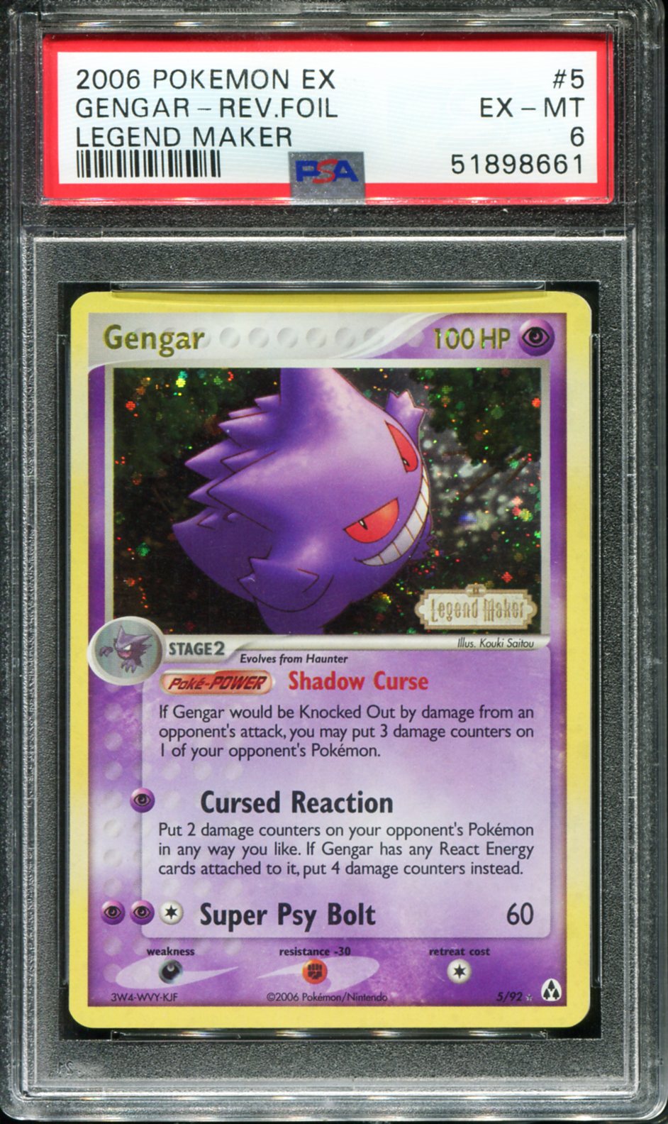 POKEMON TCG - GENGAR 5/92 POKEMON PSA 6 EX LEGEND MAKER REVERSE HOLO
