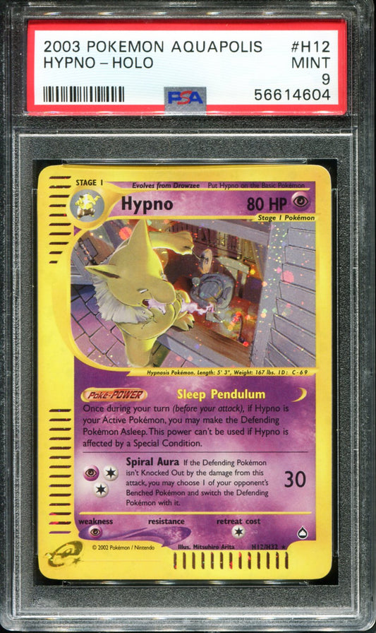 POKEMON TCG - HYPNO H12/H32 POKEMON PSA 9 AQUAPOLIS HOLO RARE