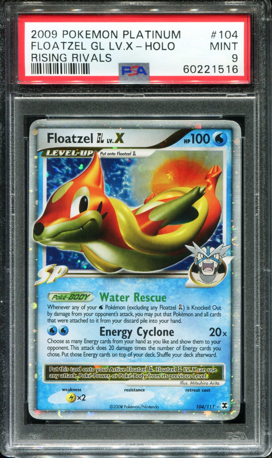 POKEMON TCG - FLOATZEL LV.X 104/111 POKEMON PSA 9 RISING RIVALS HOLO