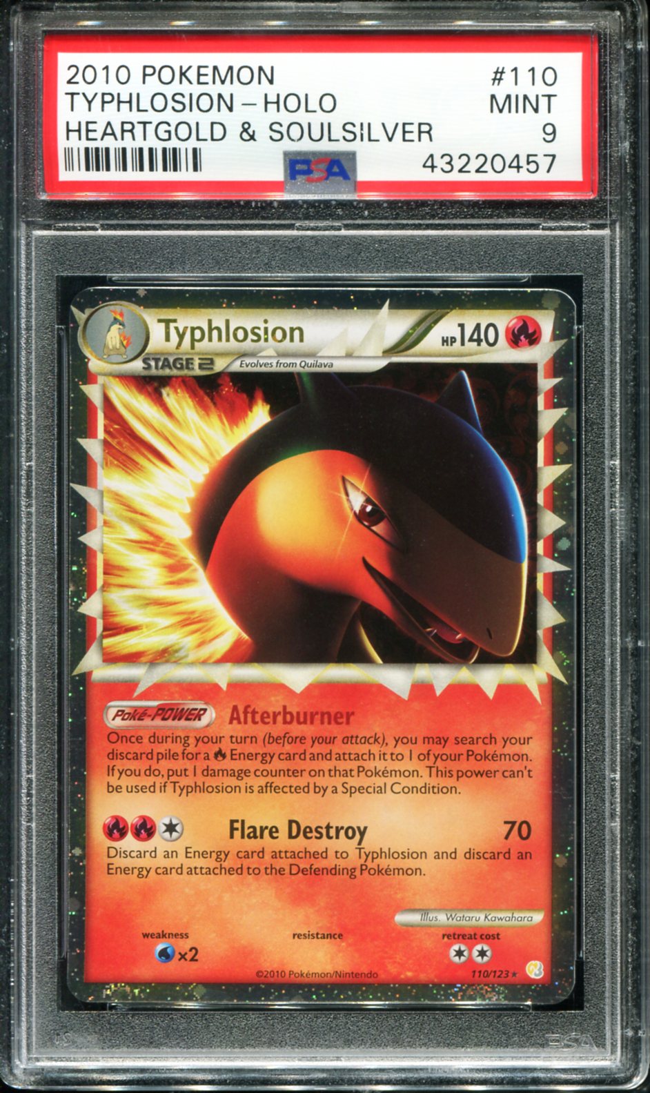 POKEMON TCG - TYPHLOSION 110/123 POKEMON PSA 9 HGSS PRIME HOLO RARE