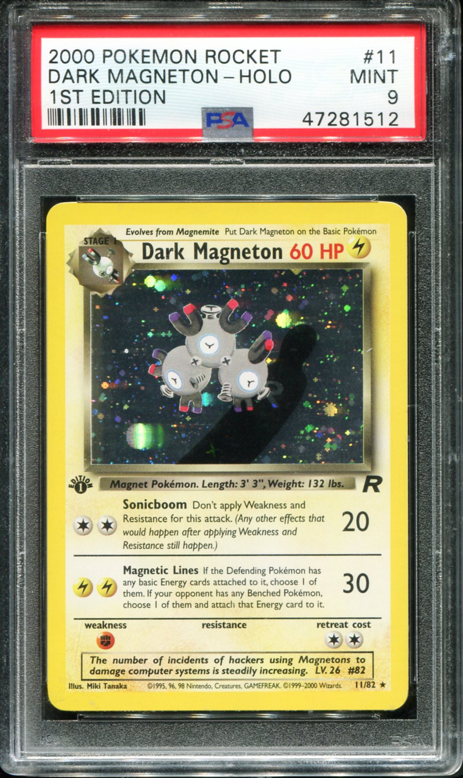 POKEMON TCG - DARK MAGNETON 11/82 POKEMON PSA 9 FIRST EDITION ROCKET HOLO