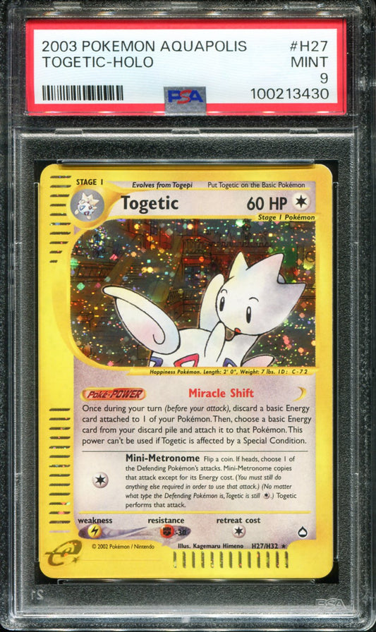 POKEMON TCG - TOGETIC H27/H32 POKEMON PSA 9 AQUAPOLIS HOLO RARE