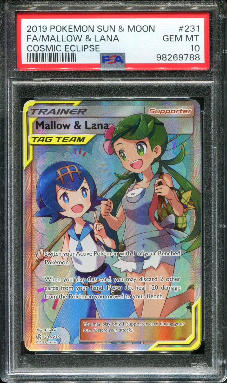 POKEMON TCG - MALLOW & LANA 231/236 POKEMON PSA 10 COSMIC ECLIPSE FULL ART