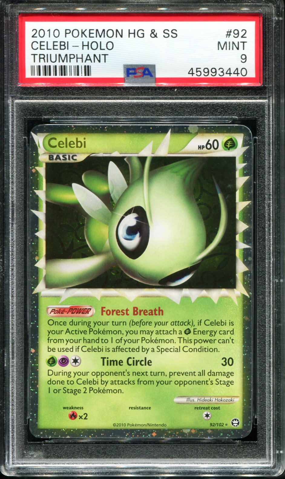 POKEMON TCG - CELEBI 92/102 POKEMON PSA 9 HG & SS TRIUMPHANT HOLO
