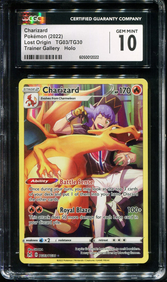 POKEMON TCG - CHARIZARD TG03/TG30 POKEMON CGC 10 LOST ORIGIN TRAINER GALLERY HOLO
