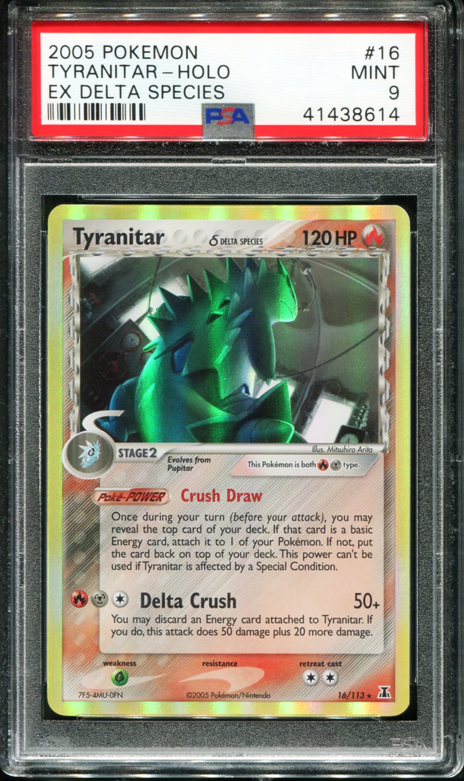 POKEMON TCG - TYRANITAR 16/113 POKEMON PSA 9 EX DELTA SPECIES HOLO