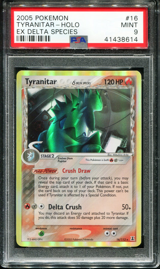 POKEMON TCG - TYRANITAR 16/113 POKEMON PSA 9 EX DELTA SPECIES HOLO