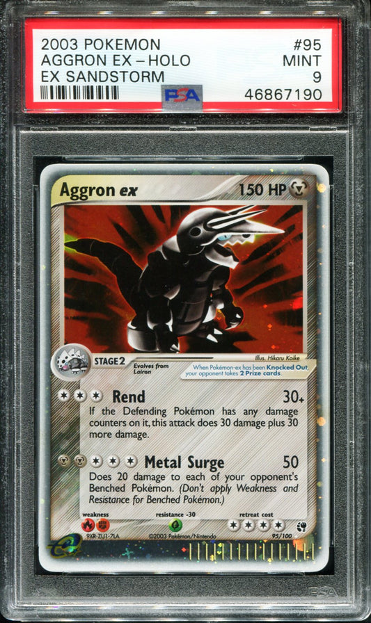 POKEMON TCG - AGGRON EX 95/100 POKEMON PSA 9 EX SANDSTORM HOLO