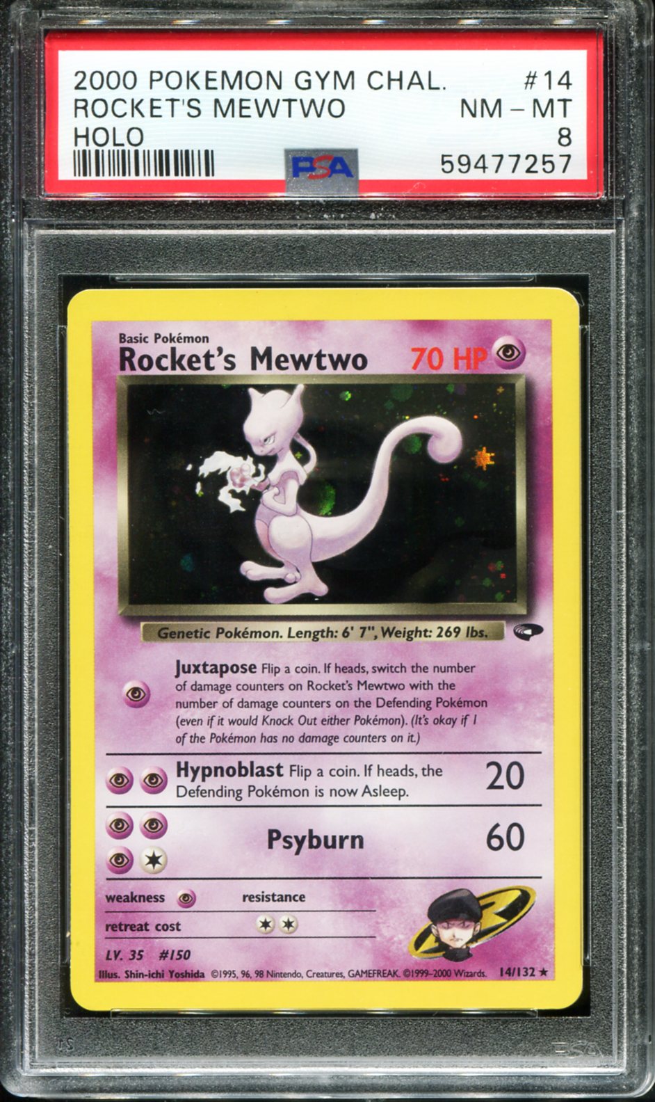 POKEMON TCG - ROCKET'S MEWTWO 14/132 POKEMON PSA 8 GYM CHAL. HOLO