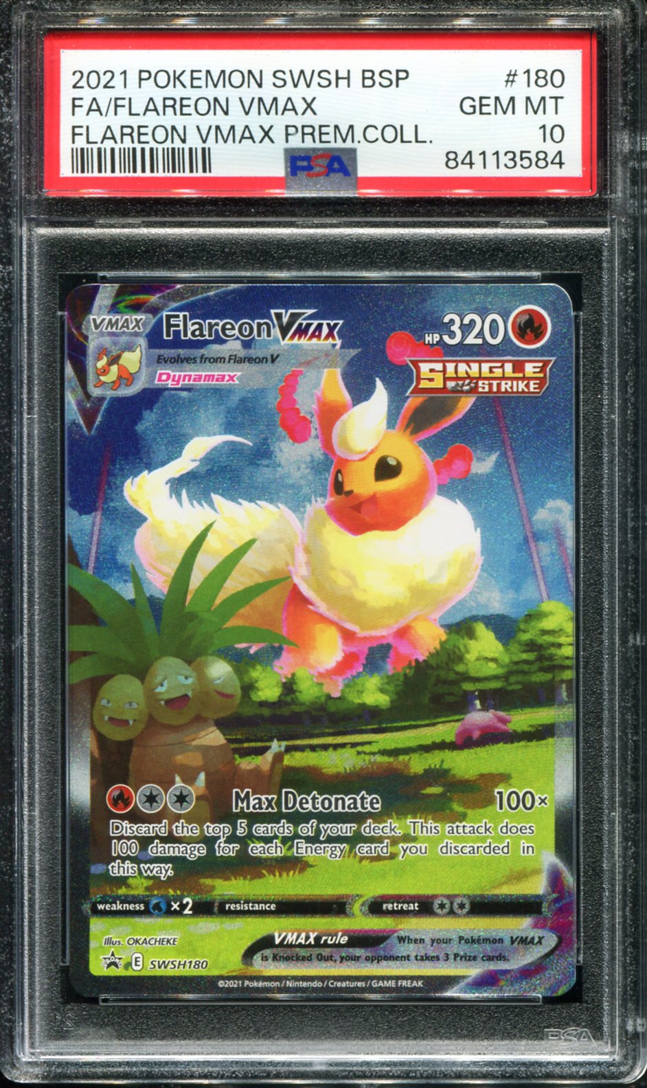 POKEMON TCG - FLAREON VMAX SWSH180 POKEMON PSA 10 PREMIUM COLLECTION FULL ART