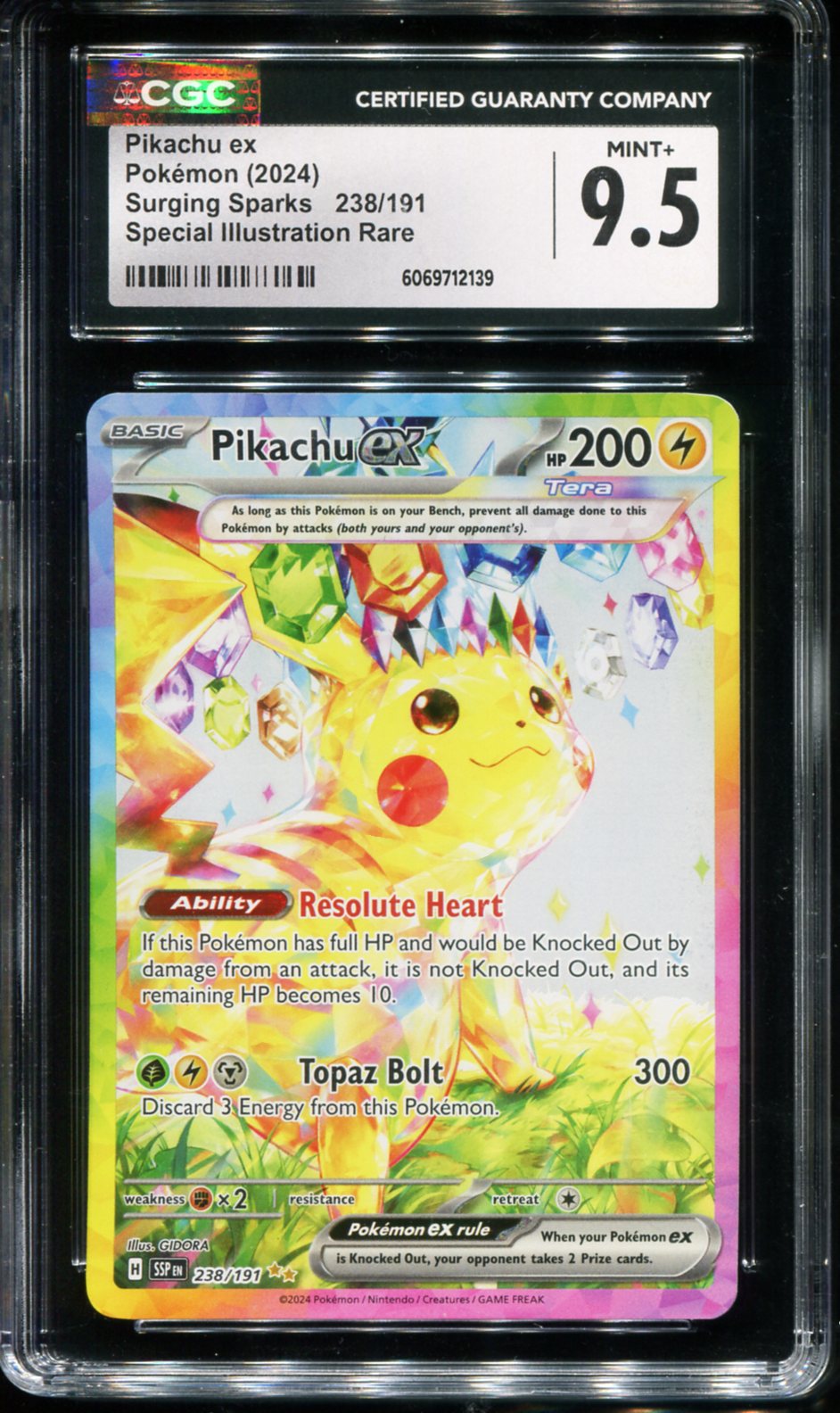 POKEMON TCG - PIKACHU EX 238/191 CGC 9.5 SURGING SPARKS SPECIAL ILLUSTRATION RARE