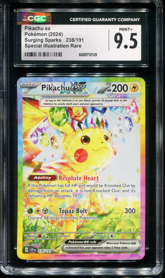 POKEMON TCG - PIKACHU EX 238/191 CGC 9.5 SURGING SPARKS SPECIAL ILLUSTRATION RARE