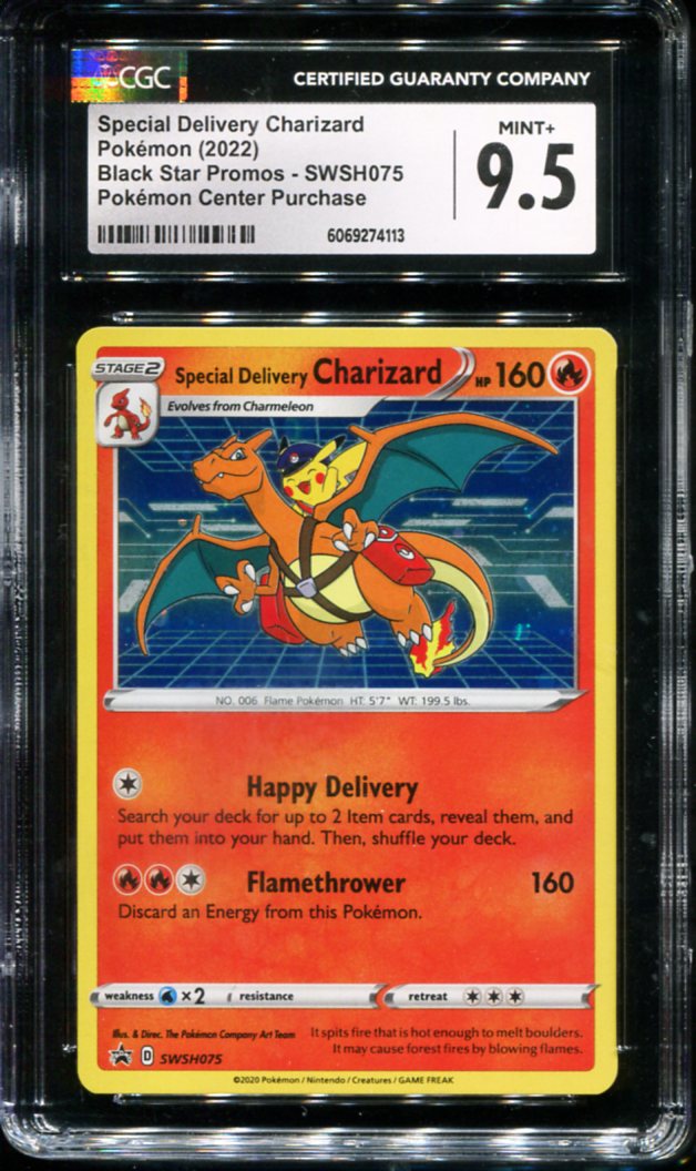 POKEMON TCG - SPECIAL DELIVERY CHARIZARD SWSH075 CGC 9.5 POKEMON CENTER PURCHASE