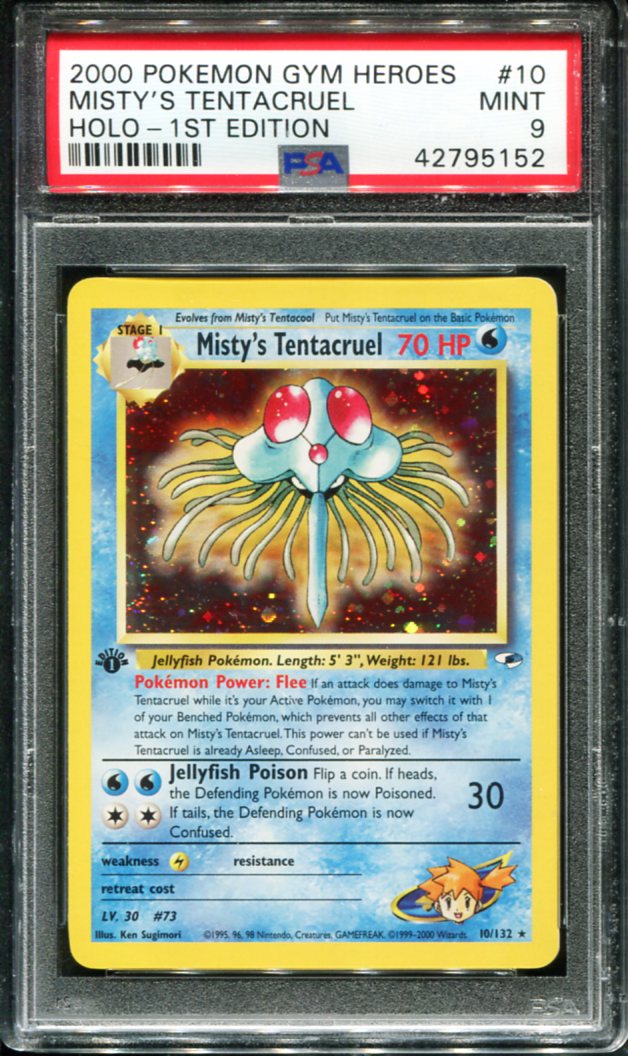 POKEMON TCG - MISTY'S TENTACRUEL 10/132 PSA 9 HYM HEROES FIRST EDITION HOLO