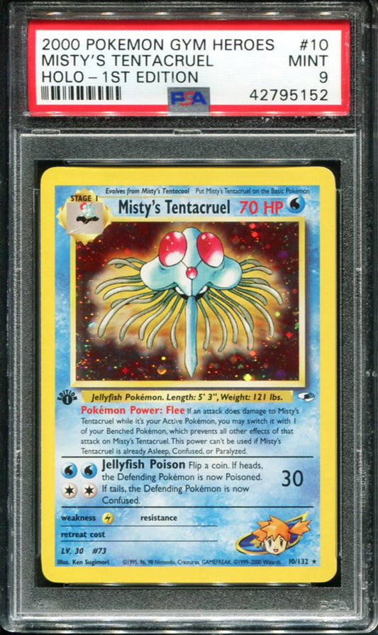 POKEMON TCG - MISTY'S TENTACRUEL 10/132 PSA 9 HYM HEROES FIRST EDITION HOLO
