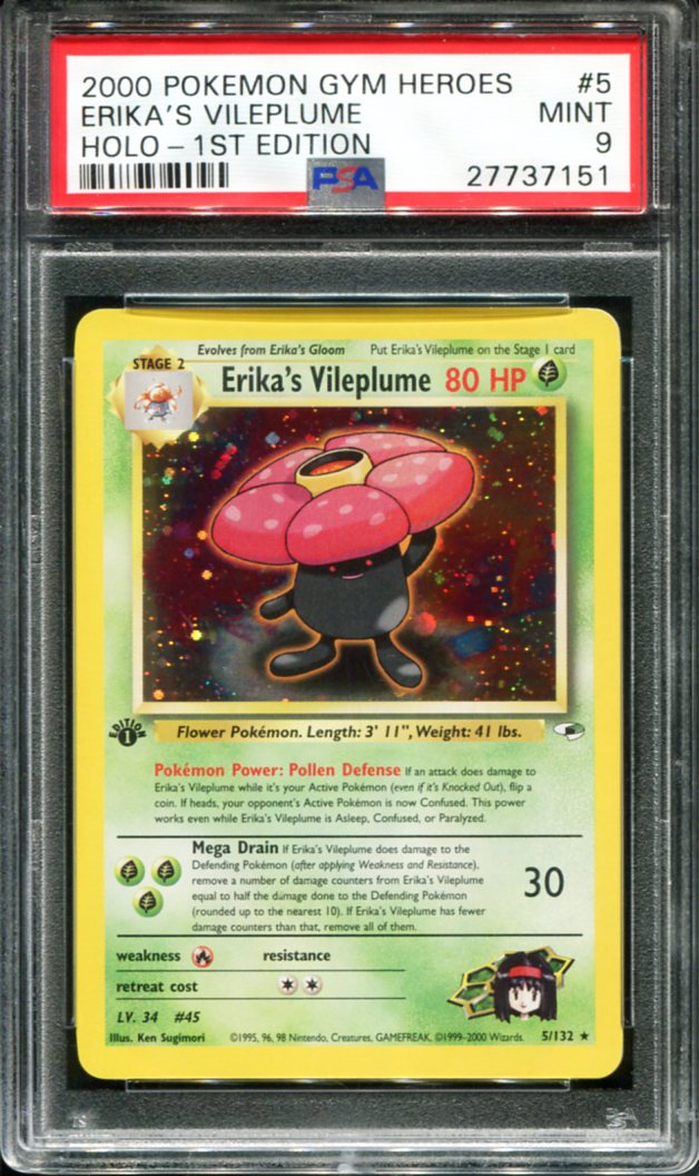 POKEMON TCG - ERIKA'S VILEPLUME 5/132 PSA 9 GYM HEROES FIRST EDITION HOLO RARE