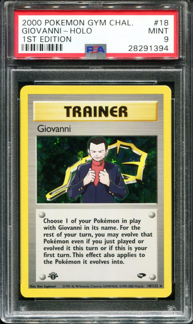 POKEMON TCG - GIOVANNI 18/132 PSA 9 GYM CHALLENGE HOLO