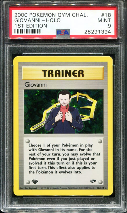POKEMON TCG - GIOVANNI 18/132 PSA 9 GYM CHALLENGE HOLO