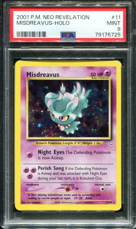 POKEMON TCG - MISDREAVUS 11/64 PSA 9 NEO REVELATION HOLO