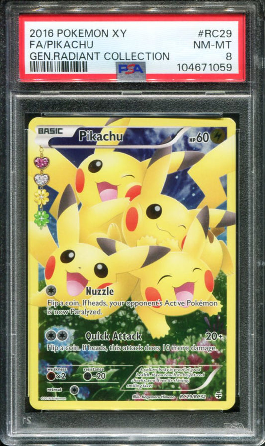 POKEMON TCG - PIKACHU RC29/RC32 PSA 8 GENERATIONS FULL ART