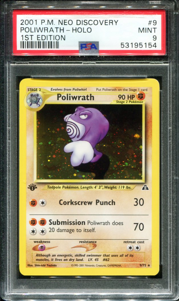 POKEMON TCG - POLIWRATH 9/75 PSA 9 NEO DISCOVERY 1ST EDITION HOLO
