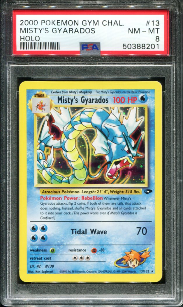 POKEMON TCG - MISTY’S GYARADOS 13/132 PSA 8 GYM CHALLENGE HOLO