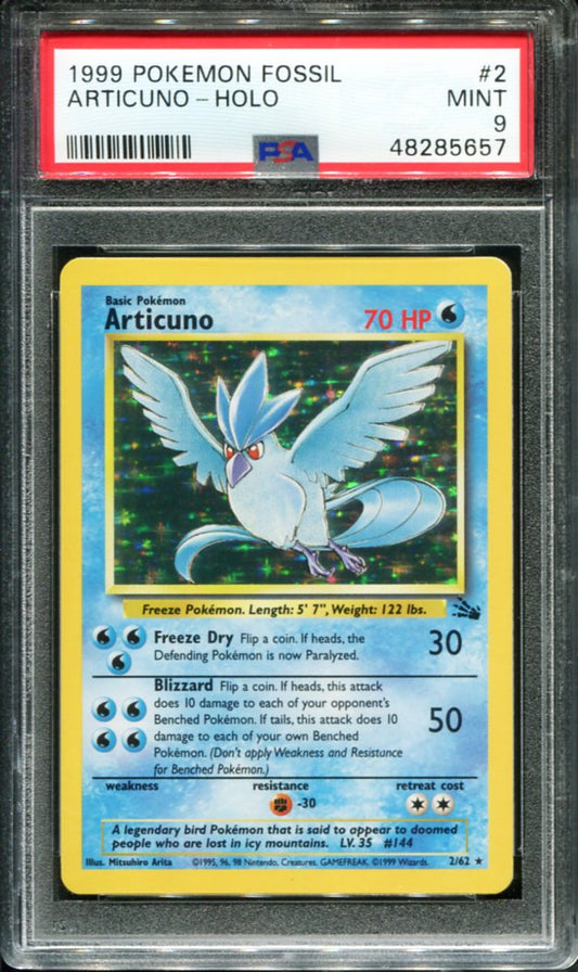 POKEMON TCG - ARTICUNO 2/62 PSA 9 FOSSIL HOLO