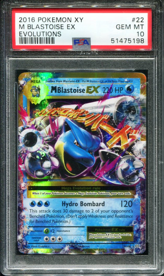 POKEMON TCG - M BLASTOISE EX 22/108 PSA 10 EVOLUTIONS ULTRA RARE