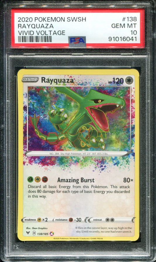 POKEMON TCG - RAYQUAZA 138/185 PSA 10 VIVID VOLTAGE AMAZING RARE