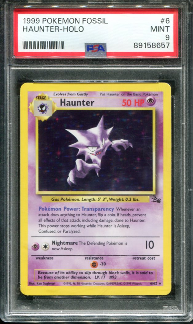 POKEMON TCG - HAUNTER 6/62 PSA 9 FOSSIL HOLO RARE