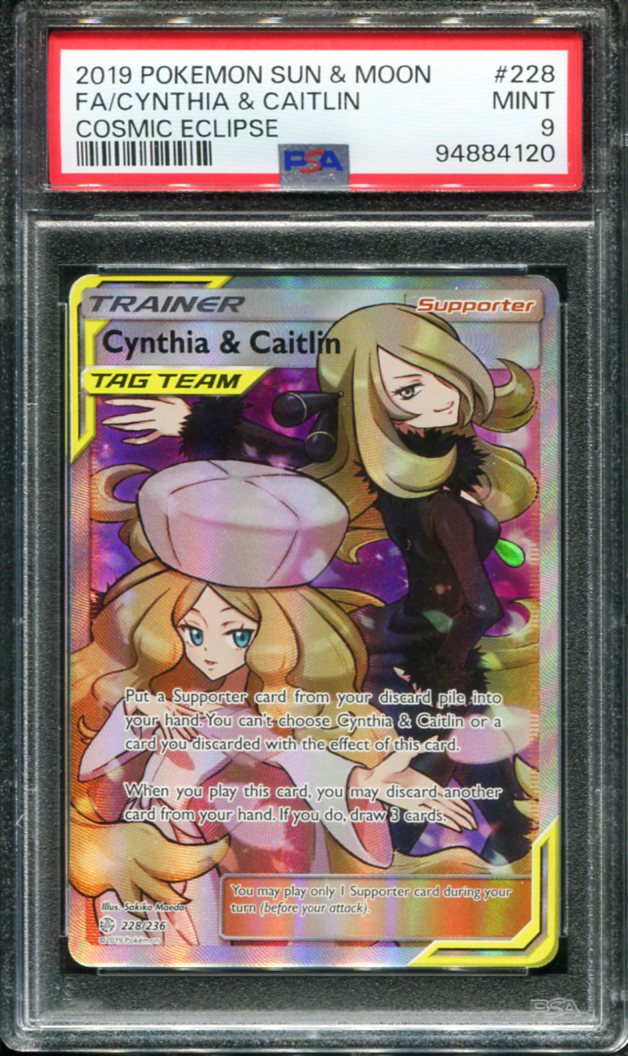 POKEMON TCG - CYNTHIA & CAITLIN 228/236 PSA 9 COSMIC ECLIPSE FULL ART